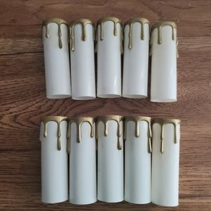 10 Candelabra Candle Covers White with Gold Drips